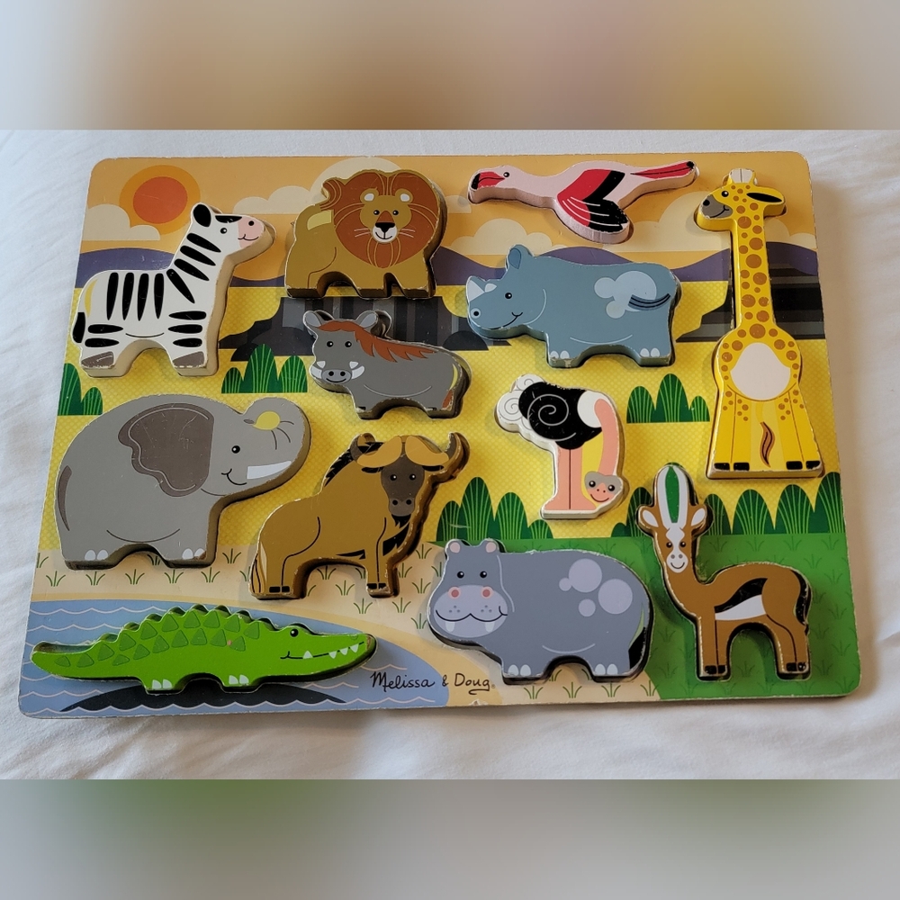 Melissa & Doug Safari Animal Puzzle, Jumbo Puzzle, 12 Animals